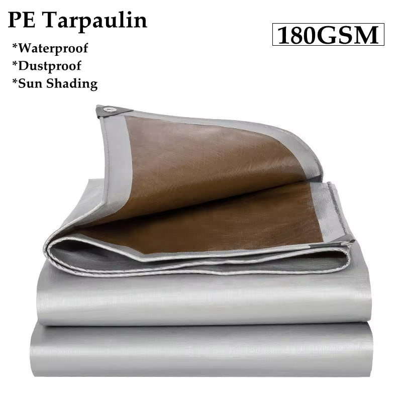 Silvery Brown PE Tarpaulin Garden Waterproof Sun Shade Net Canopy Awnings Balcony Plants Cover Car Truck Rainproof Cloth