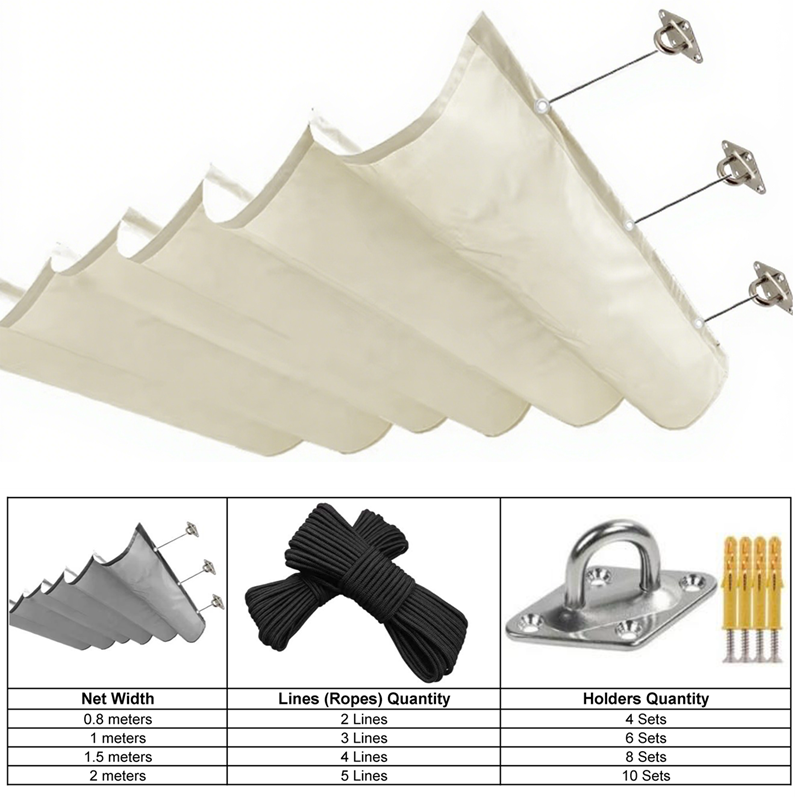 90% Shading Waterproof Sliding Canopy Home Garden Telescopic Awning Pergolas Patio Sunproof Retractable Wave Sunshade Net
