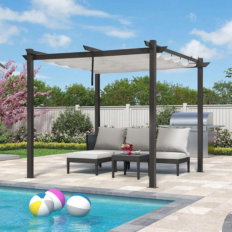 95% Anti-UV White Color HDPE Retractable Wave Canopy Garden Pergola Swimming Pool Shading Sails Sliding Canopy
