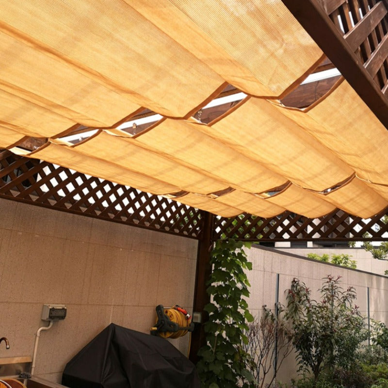 95% Anti-UV Beige Color HDPE Fabric Retractable Wave Canopy Sun Shade Net Garden Pergola Swimming Pool Shading Sails Sliding Canopy