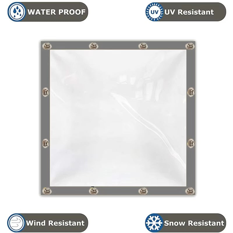 0.35MM Outdoor Heavy-duty Transparent PVC Tarpaulin With Removable Oval Twist Locks Pergola Clear Windproof Screen Tarp Curtain