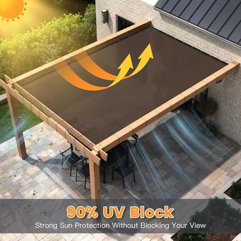 90% Shade Anti UV Chocolate Brown HDPE Sun Shade Net Garden Plants Sunshade Net Cover Mesh Balcony Privacy Screen