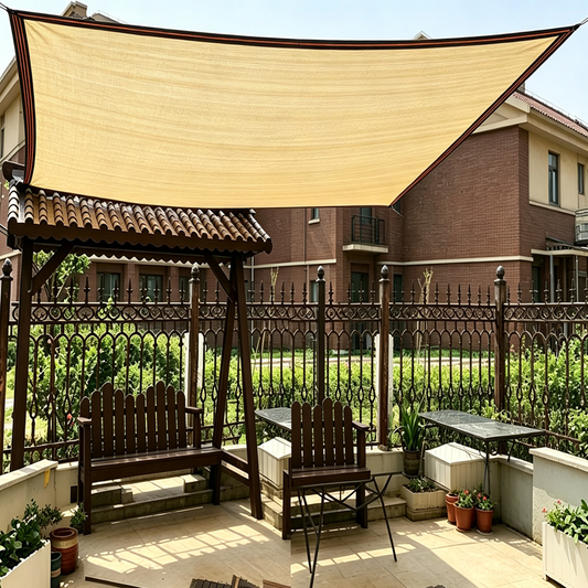 85~90% Shading Beige Virgin HDPE Sunshade Net Balcony Screen Outdoor Anti-UV Sunscreen Fabric Camping Sun Shade Net
