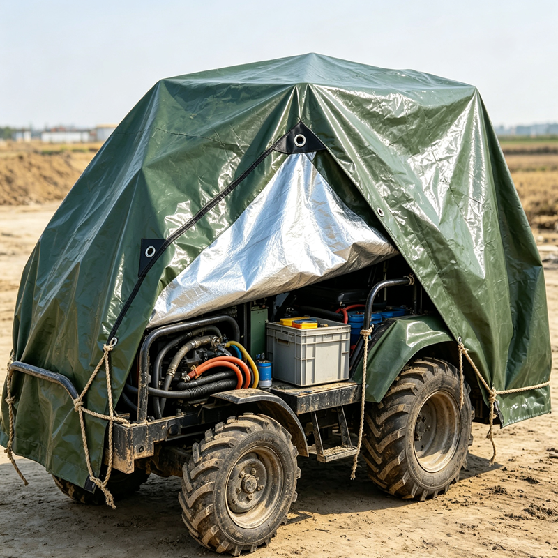 180GSM Green‑Silver Heavy‑Duty PE Tarpaulin Waterproof UV Resistant Outdoor Cover