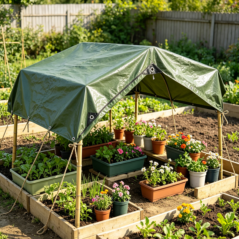 180GSM Green‑Silver Heavy‑Duty PE Tarpaulin Waterproof UV Resistant Outdoor Cover