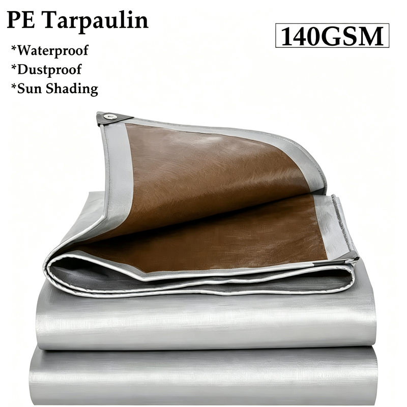 Silvery Brown PE Tarpaulin Garden Waterproof Sun Shade Net Canopy Awnings Balcony Plants Cover Car Truck Rainproof Cloth