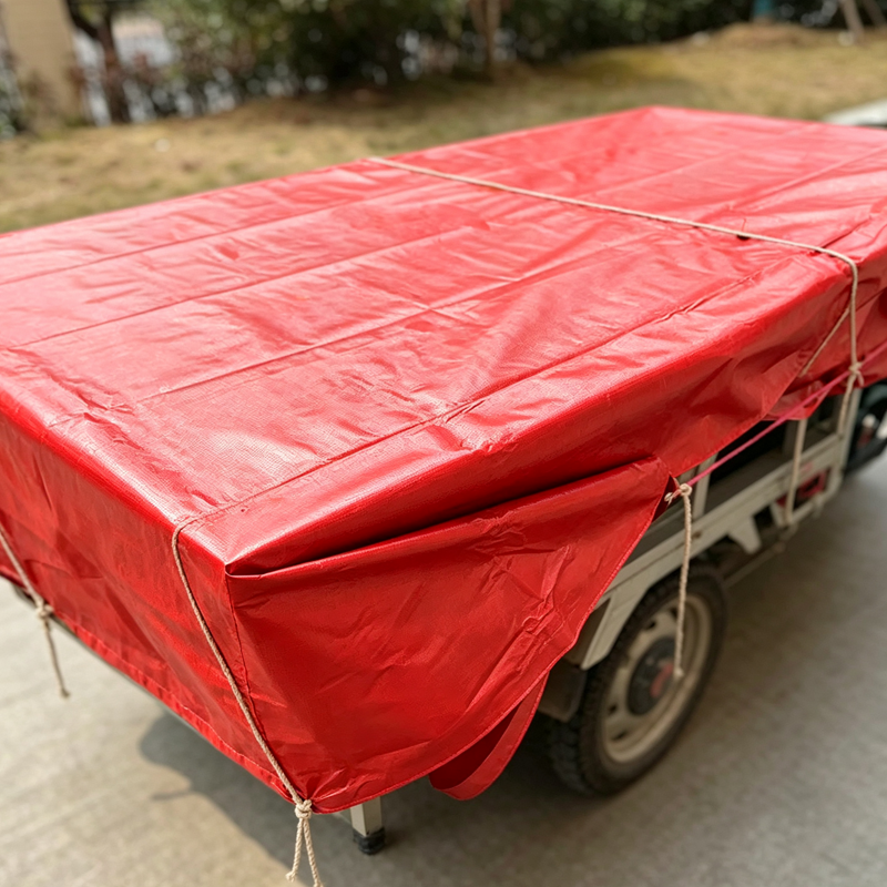 Red Heavy‑Duty PE Tarpaulin Waterproof UV Resistant Tarp with Grommets for Canopy Roof Car Patio Outdoor Cover