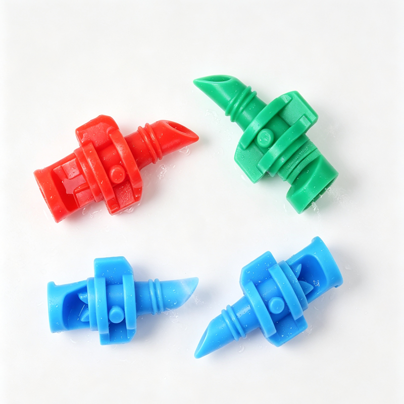 Refraction Micro Sprinkler 90 180 360 Degree Barb Insert Mist Nozzle for PE Pipe, Greenhouse Garden Irrigation Misting Sprayer 50Pcs/Pack