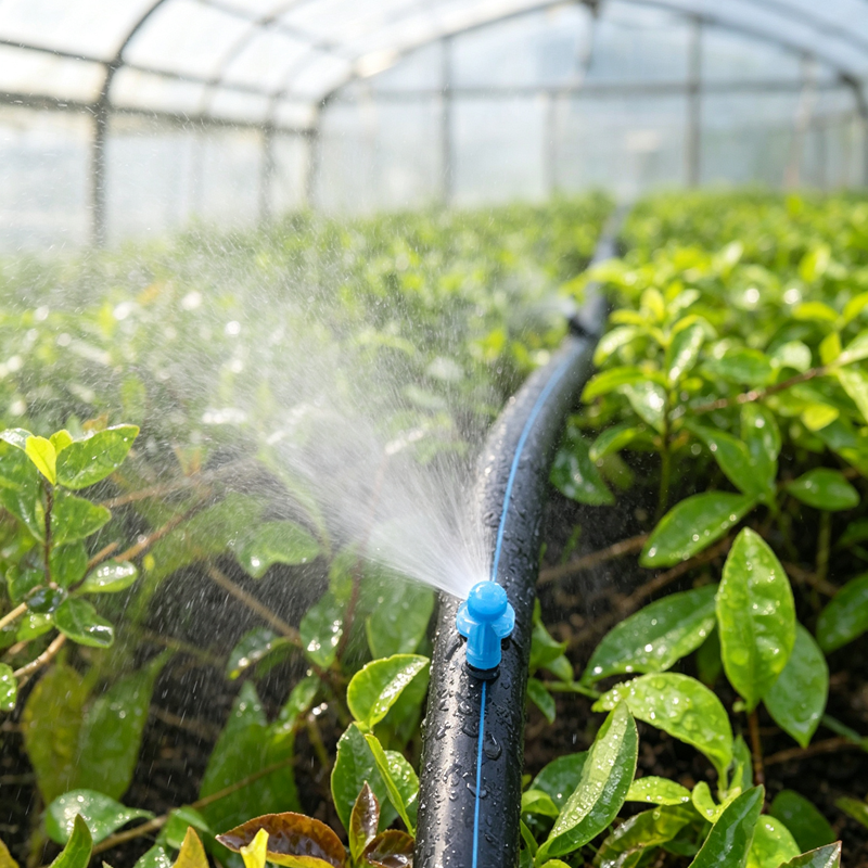 Refraction Micro Sprinkler 90 180 360 Degree Barb Insert Mist Nozzle for PE Pipe, Greenhouse Garden Irrigation Misting Sprayer 50Pcs/Pack