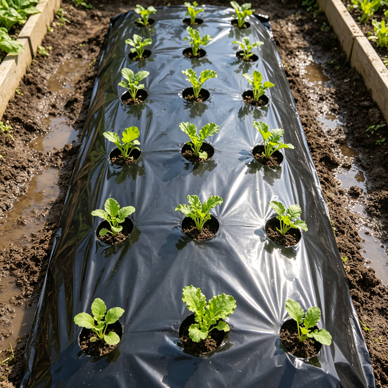 5Holes 0.02mm Black Garden Film Agricultural Plants Grow Film Protection Cover Greenhouse Perforated PE Mulch Film
