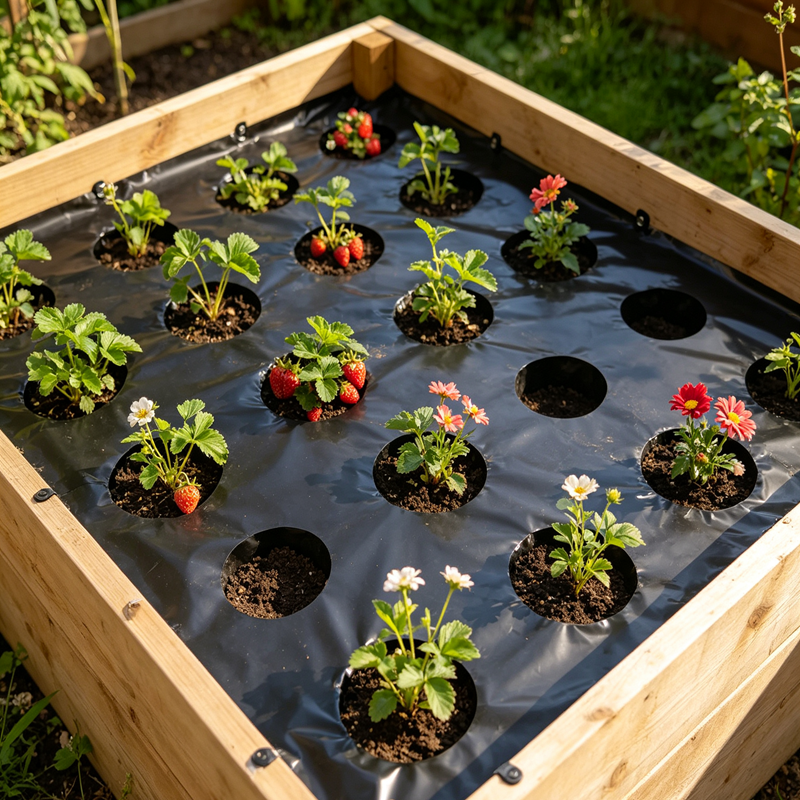 5Holes 0.02mm Black Garden Film Agricultural Plants Grow Film Protection Cover Greenhouse Perforated PE Mulch Film