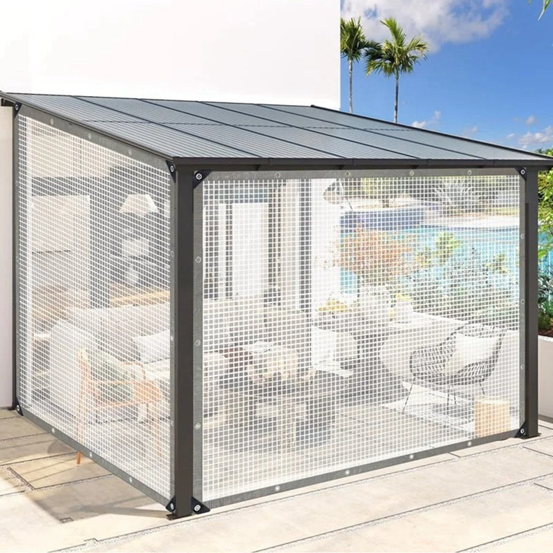 0.35mm 100% Waterproof Thicken PE Mesh Reinforced Tarpaulin Garden Plants Cover Balcony Pergolas Gazebo Furniture Rainproof Cloth