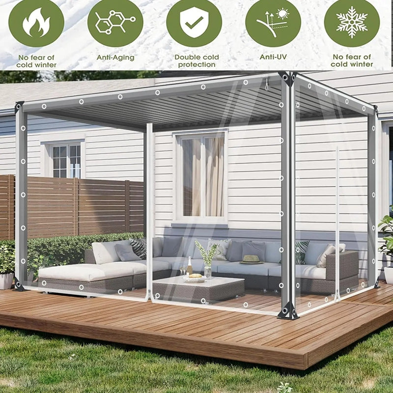 99.99% Transparent PVC Tarpaulin with Zipper High Clear Gazebo Tarps Screen Patio Enclosure Tent Door Waterproof PVC Curtain