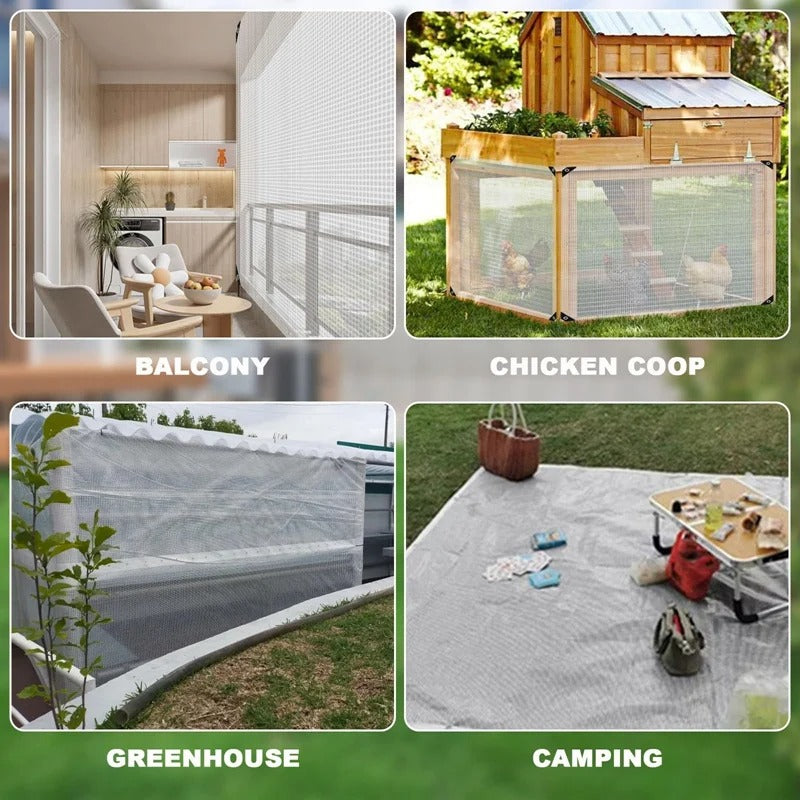 0.35mm 100% Waterproof PE Tarpaulin With Zipper Mesh Reinforced Garden Plants Cover Balcony Pergolas Gazebo Furniture Rainproof Cloth