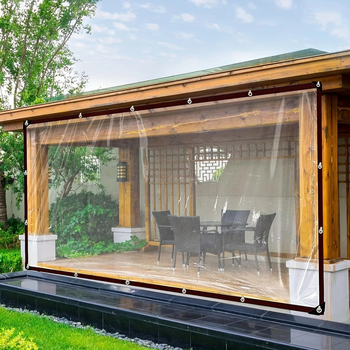 0.12mm Transparent Plastic PE Rainproof Film Outdoor Waterproof Tarpaulin Terrace Succulent Plant Insulation Tent Balcony Awning Tarpaulin