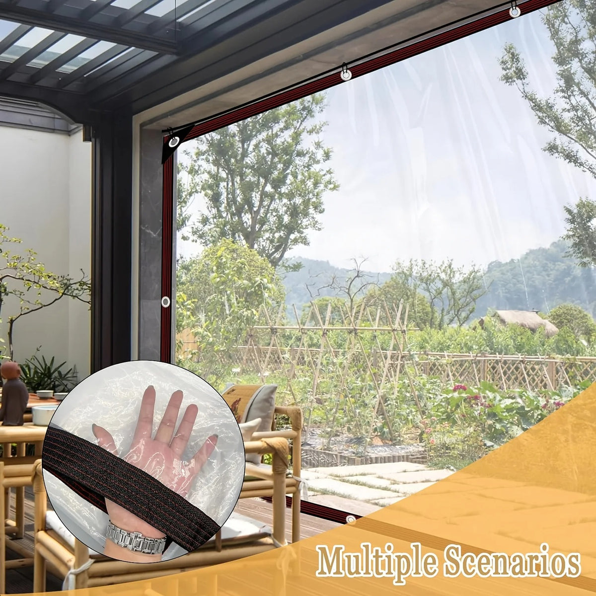 0.12mm Transparent Plastic PE Rainproof Film Outdoor Waterproof Tarpaulin Terrace Succulent Plant Insulation Tent Balcony Awning Tarpaulin