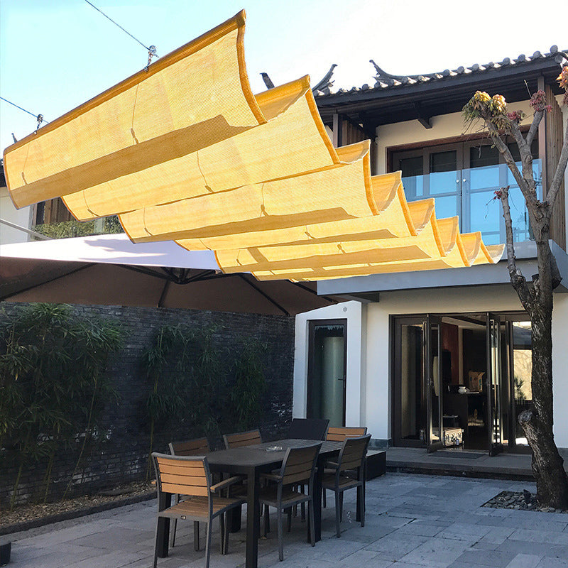 95% Anti-UV Beige Color HDPE Fabric Retractable Wave Canopy Sun Shade Net Garden Pergola Swimming Pool Shading Sails Sliding Canopy