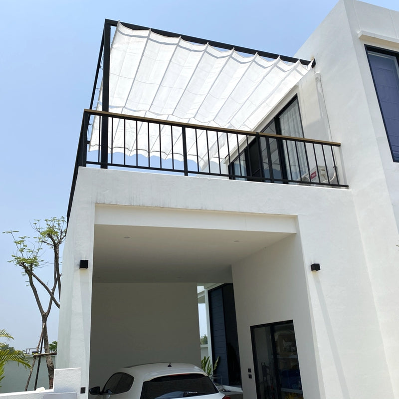 95% Anti-UV White Color HDPE Retractable Wave Canopy Garden Pergola Swimming Pool Shading Sails Sliding Canopy