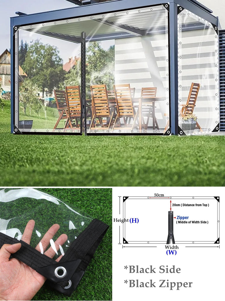 99.99% Transparent PVC Tarpaulin with Zipper High Clear Gazebo Tarps Screen Patio Enclosure Tent Door Waterproof PVC Curtain