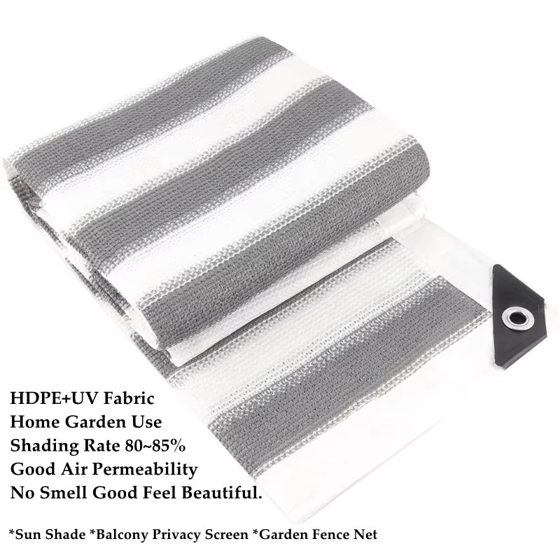 85% Shading Anti-UV Grey White Stripe Sun Shade Net Garden Plants Cover Sunshade Net Balcony Screen Privacy Safety Fence Nets
