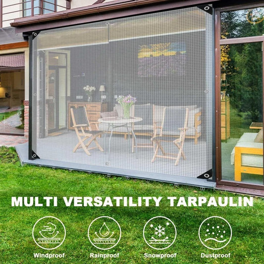 0.35mm 100% Waterproof Thicken PE Mesh Reinforced Tarpaulin Garden Plants Cover Balcony Pergolas Gazebo Furniture Rainproof Cloth