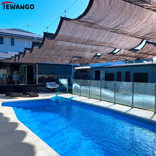 95% Anti-UV Coffee Brown HDPE Fabric Retractable Wave Canopy Sun Shade Net Garden Pergola Swimming Pool Shading Sails Sliding Canopy