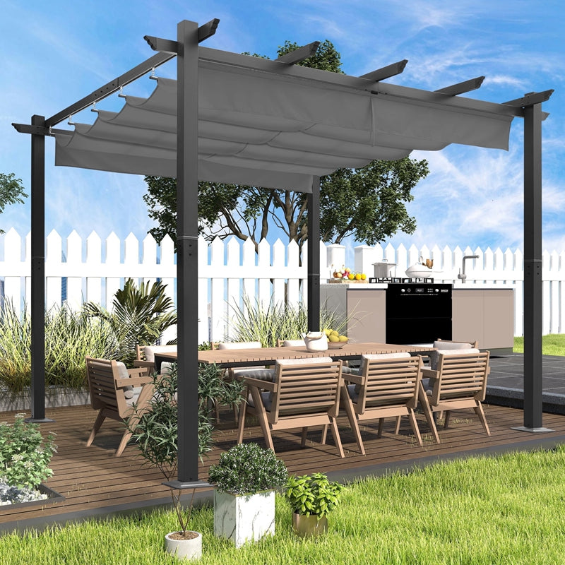 95% Anti-UV Grey Color HDPE Retractable Wave Canopy Garden Pergola Swimming Pool Shading Sails Sliding Canopy