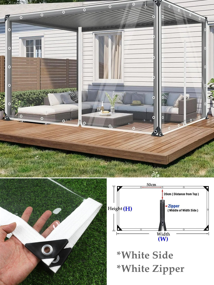 99.99% Transparent PVC Tarpaulin with Zipper High Clear Gazebo Tarps Screen Patio Enclosure Tent Door Waterproof PVC Curtain