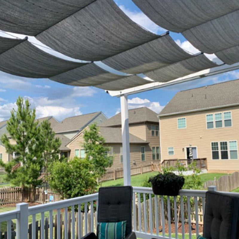 95% Anti-UV Grey Color HDPE Retractable Wave Canopy Garden Pergola Swimming Pool Shading Sails Sliding Canopy