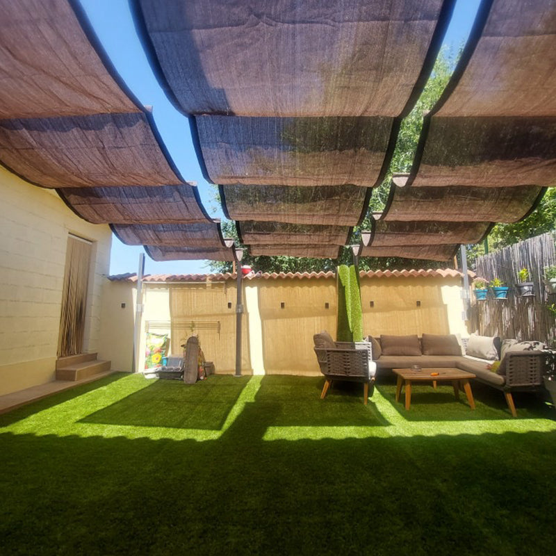 95% Anti-UV Coffee Brown HDPE Fabric Retractable Wave Canopy Sun Shade Net Garden Pergola Swimming Pool Shading Sails Sliding Canopy