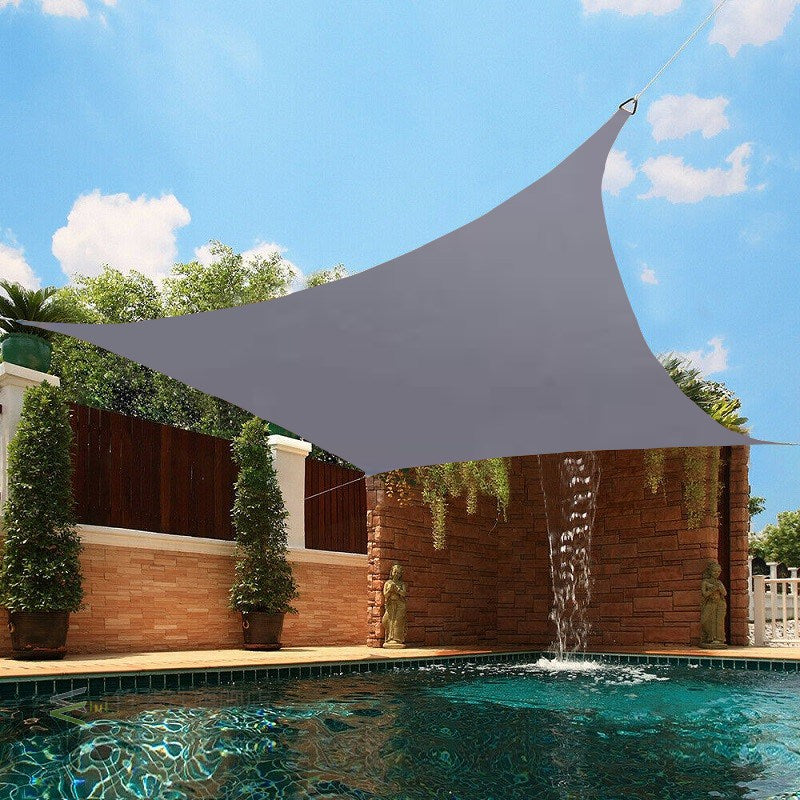 Grey D-Ring 300D Polyester Waterproof Sun Shade Sails Garden Canopy Awnings Rainproof Sun Shading Net