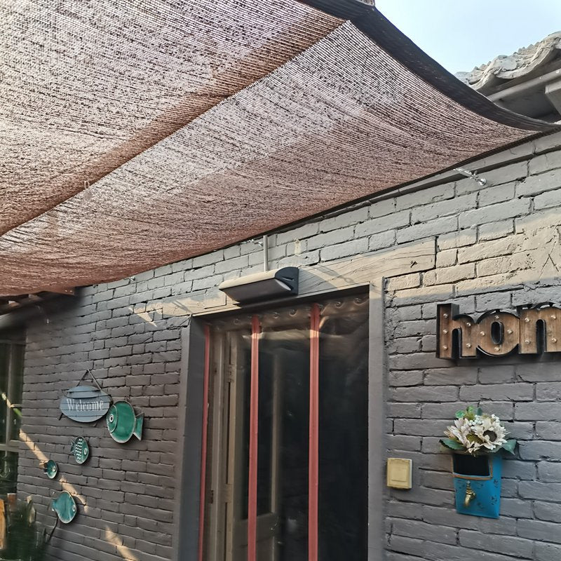 95% Anti-UV Coffee Brown HDPE Fabric Retractable Wave Canopy Sun Shade Net Garden Pergola Swimming Pool Shading Sails Sliding Canopy