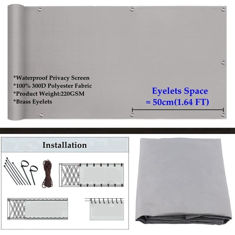 Grey Color 100% Polyester Waterproof Balcony Safety Privacy Screen Net Terrace Windproof Fencing Net Rainproof Sun Shading Sails