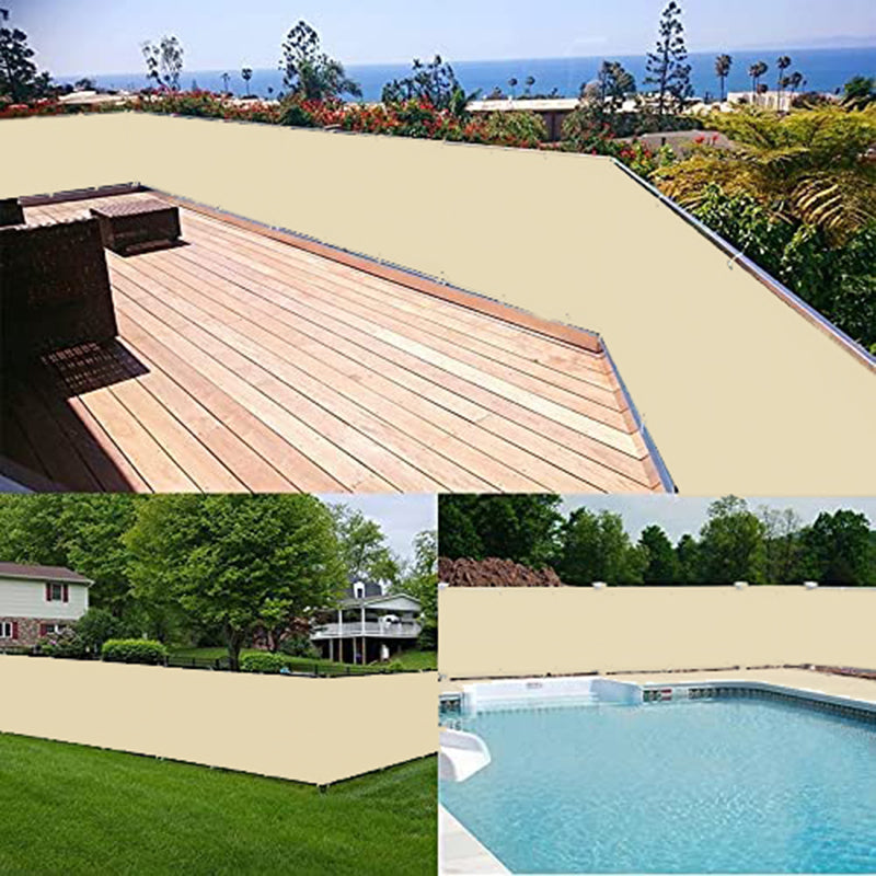 Beige Color 300D Polyester Waterproof Balcony Safety Privacy Screen Net Terrace Windproof Fencing Net Rainproof Sun Shading Sails
