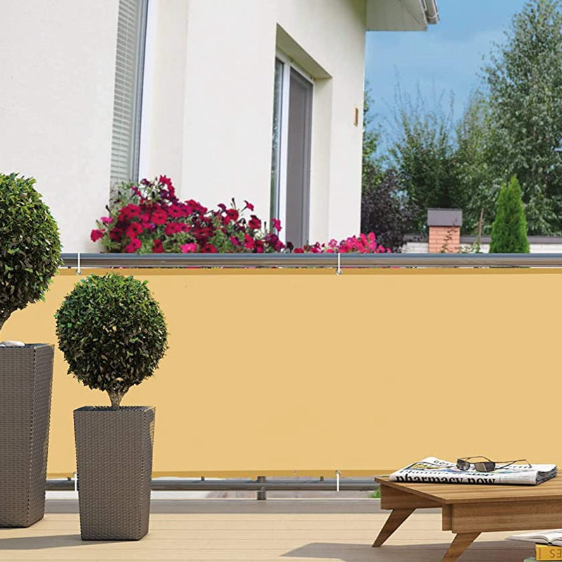 Beige Color 300D Polyester Waterproof Balcony Safety Privacy Screen Net Terrace Windproof Fencing Net Rainproof Sun Shading Sails