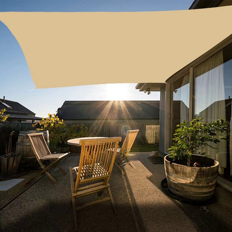 Beige D-Ring 300D Polyester Waterproof Sun Shade Net Garden Gazebo Canopy Awnings Rainproof Sun Shading Net