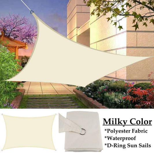 300D 100% PolyesterMilky White D-Ring Waterproof Sun Sails Garden Pergolas Canopy Awnings Rainproof Sun Shade Net