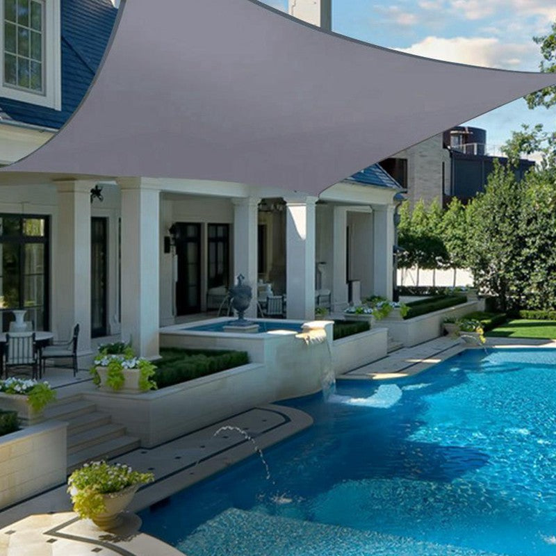 Grey D-Ring 300D Polyester Waterproof Sun Shade Sails Garden Canopy Awnings Rainproof Sun Shading Net