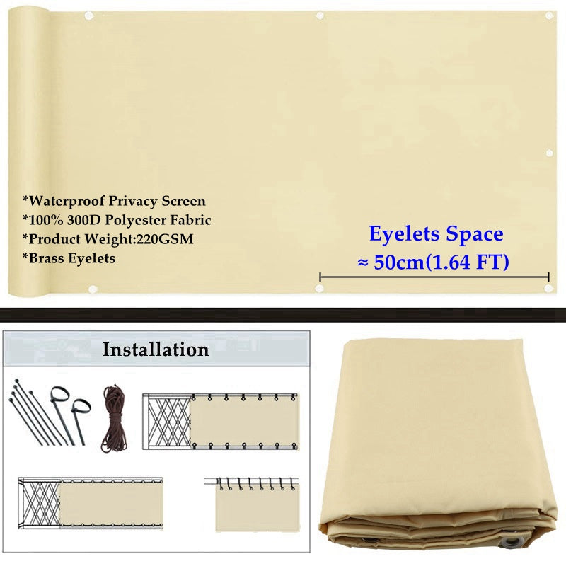 Beige Color 300D Polyester Waterproof Balcony Safety Privacy Screen Net Terrace Windproof Fencing Net Rainproof Sun Shading Sails