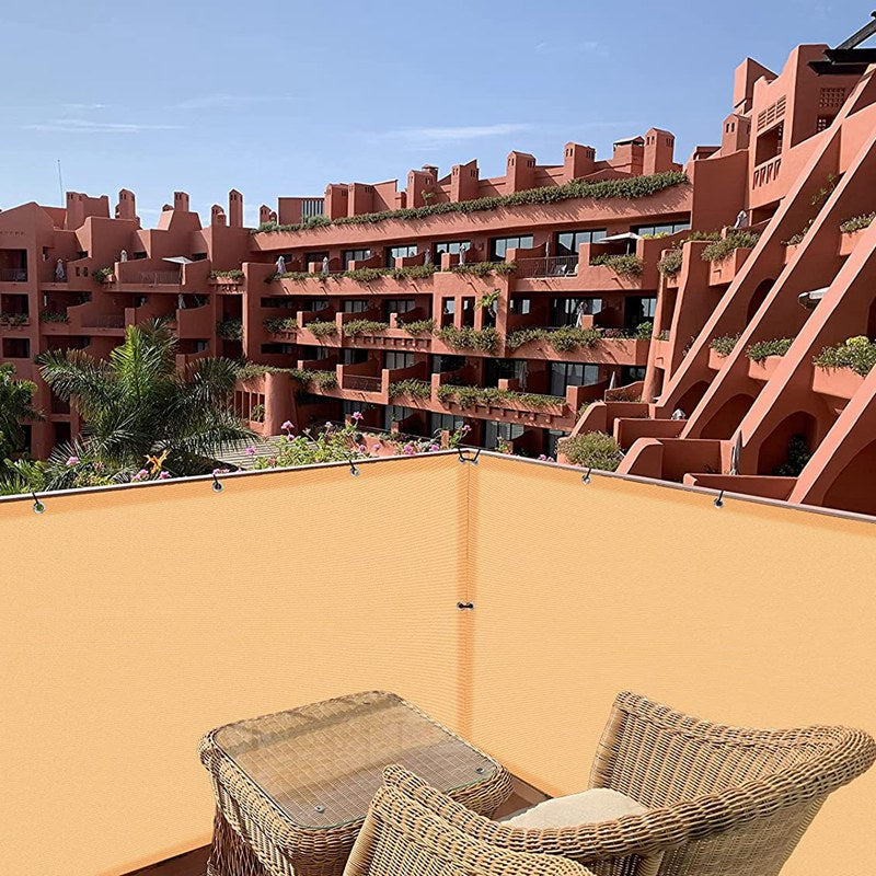 Beige Color 300D Polyester Waterproof Balcony Safety Privacy Screen Net Terrace Windproof Fencing Net Rainproof Sun Shading Sails